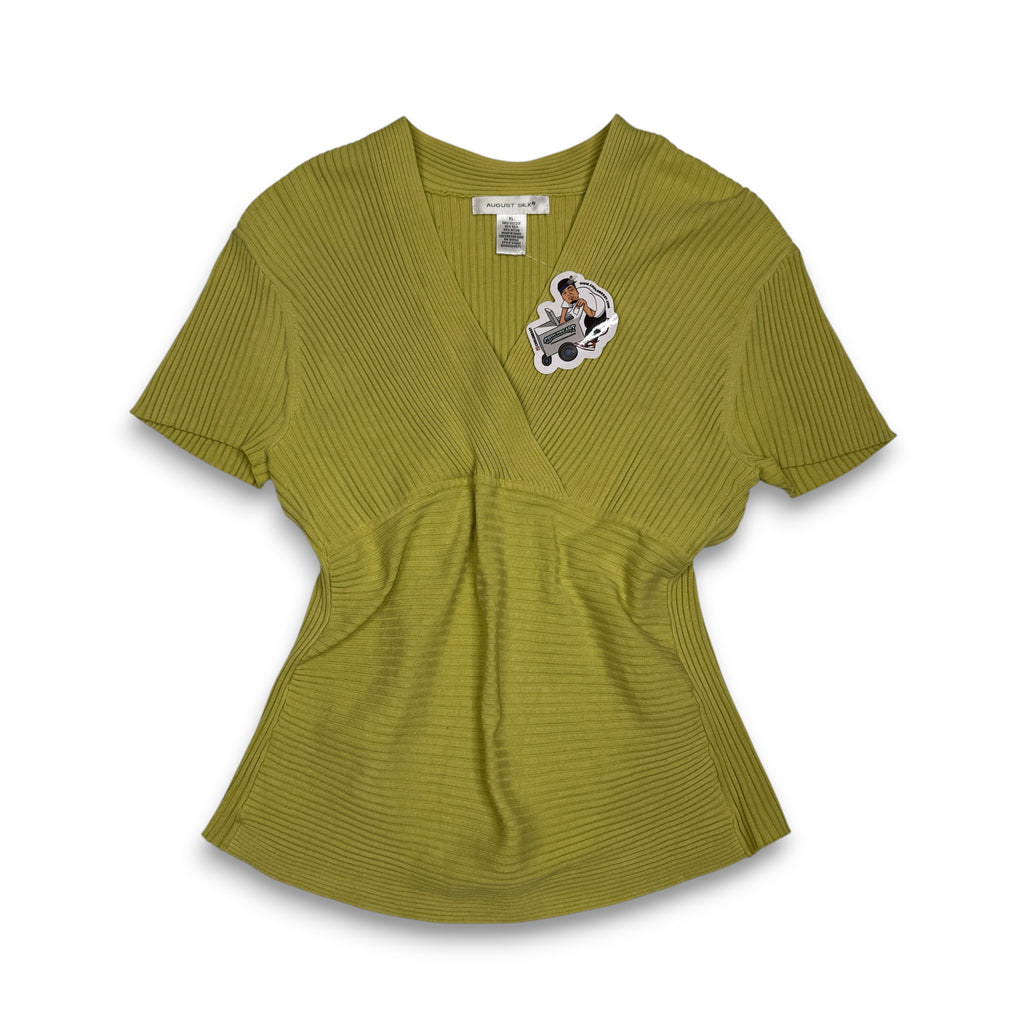 Y2K Worthington Ribbed Short Sleeve Viscose Top XL/L