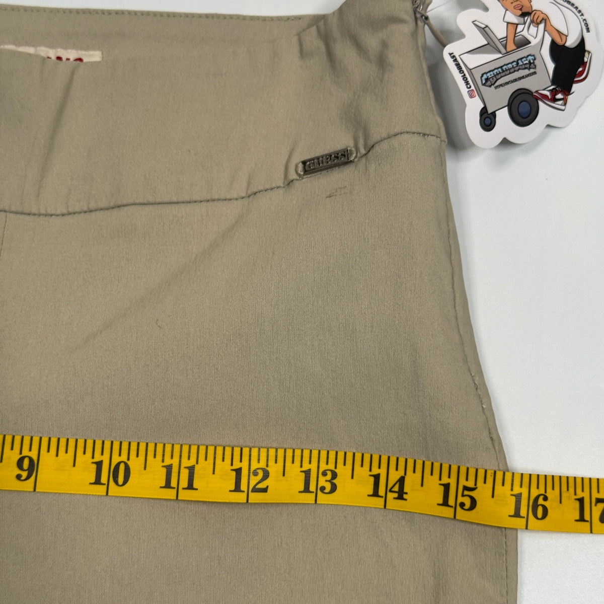 Y2K Guess Jeans Low Rise Side Zip Flare Pants 27" S/M Khaki