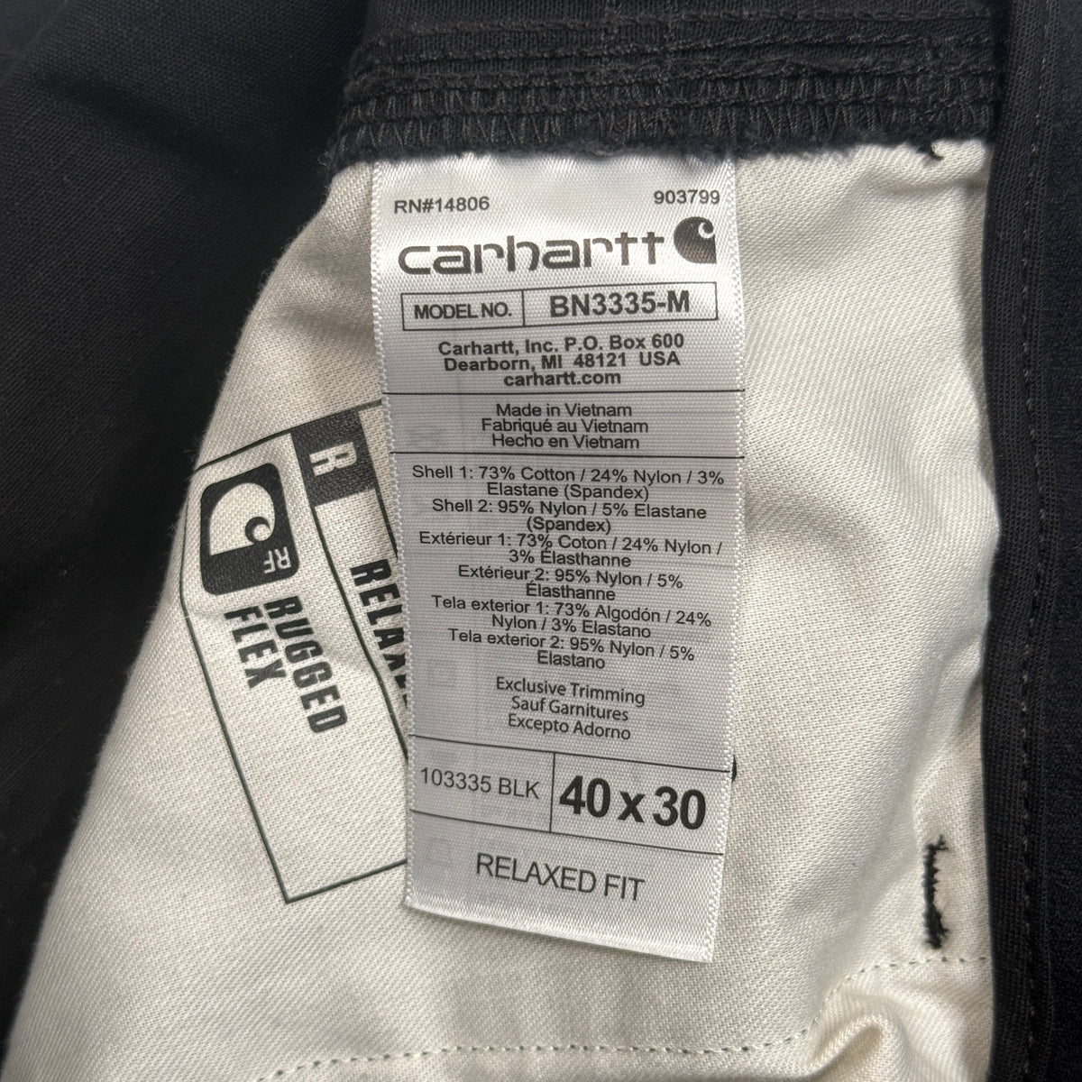 Carhartt Steel Rugged Flex Relaxed Fit Double Front Cargo Work Pants 40" Black
