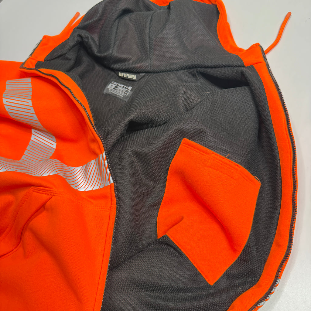 Carhartt 3M High Visibility Loose Fit Class 3 Zip Up Hoodie XL Orange