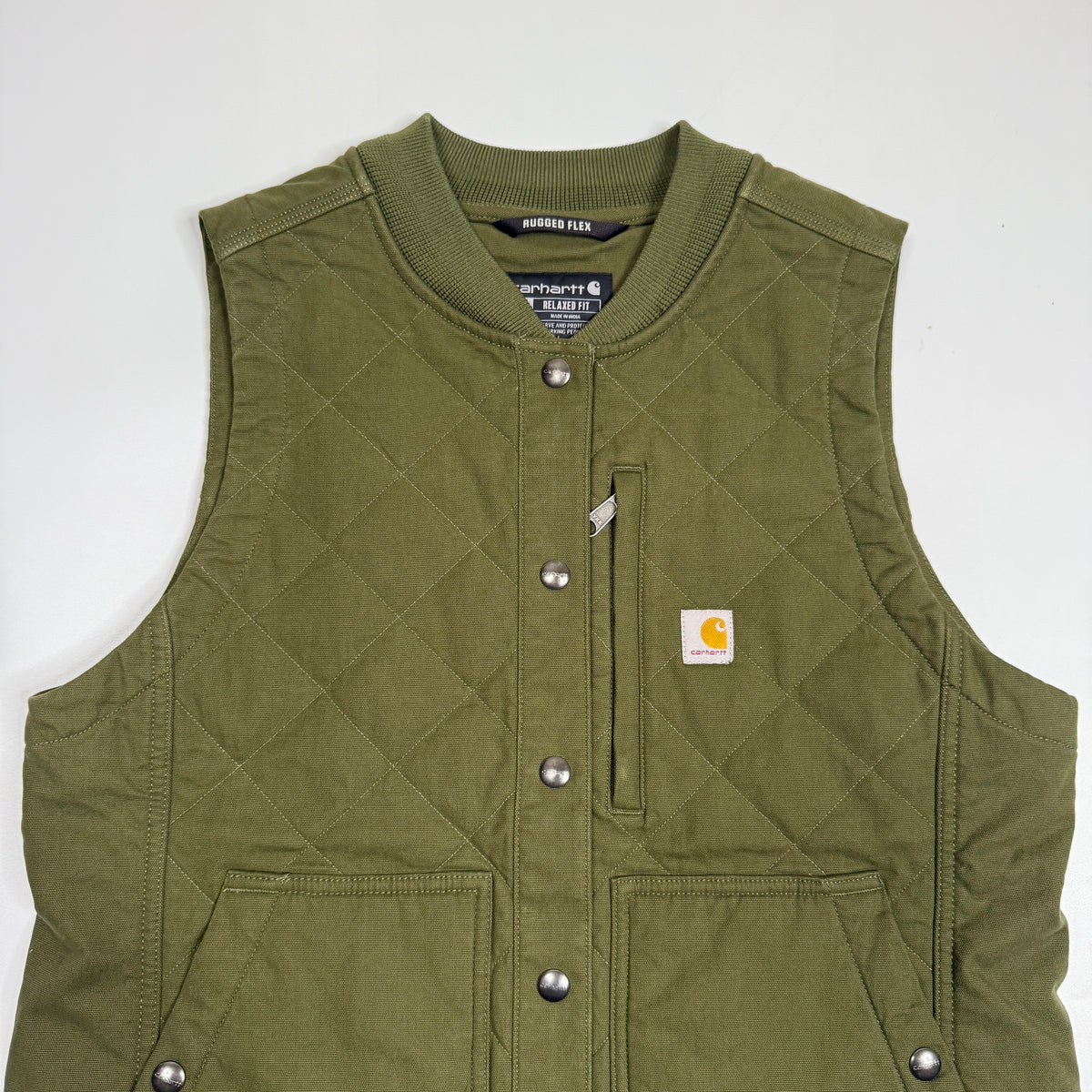 Carhartt Rugged Flex Relaxed Fit Canvas Insulated Rib Collar Vest M Basil