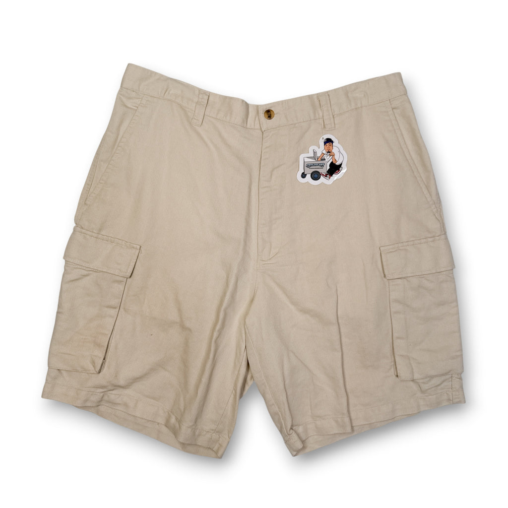VTG Bugle Boy Corduroy Cream Cargo Shorts 35