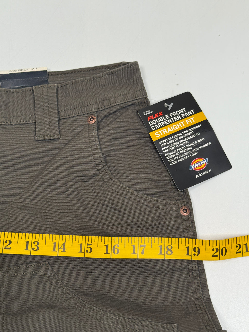 NWT Dickies Double Front Carpenter Straight Fit Pants 28" S Olive