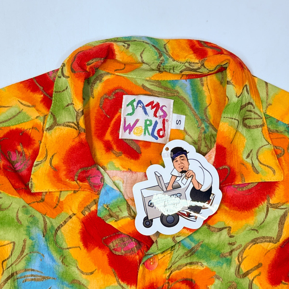 VTG Jams World Floral Rose Button Up S