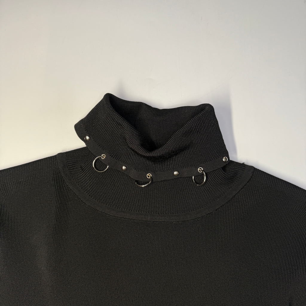 Y2K Carina Grunge Studded L/S Top L Black