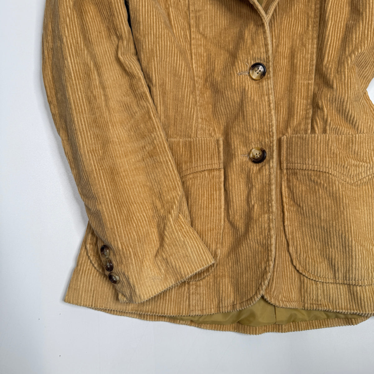 Y2K Bertini Blazer Fitted Corduroy Patch Pocket S Camel