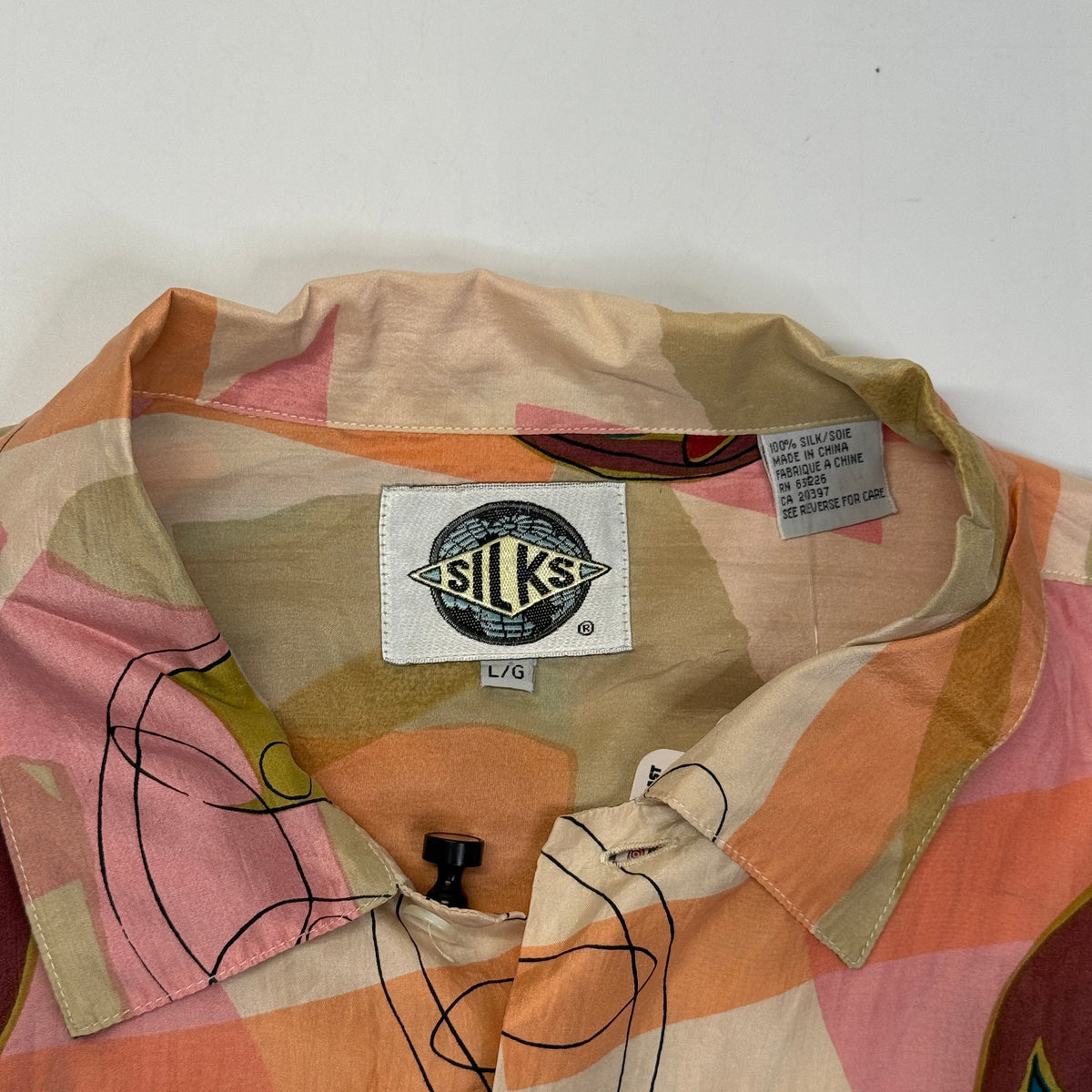 Silks Geometric Silk Button Up L