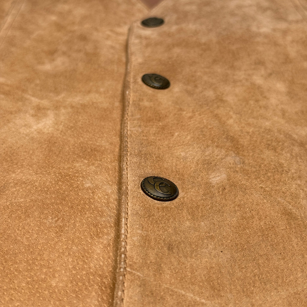VTG Cripple Creek Suede Leather Vest S XL Brown