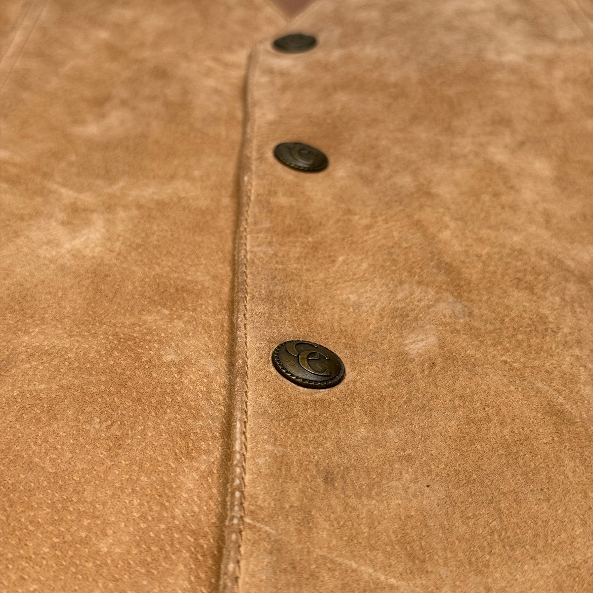 VTG Cripple Creek Suede Leather Vest S XL Brown