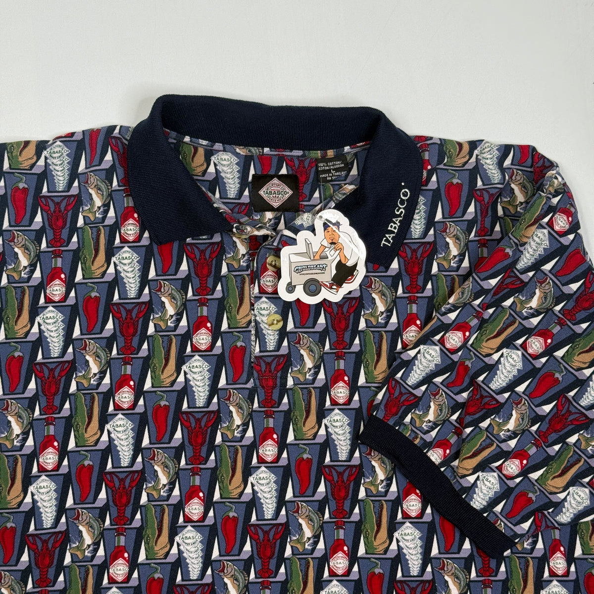 VTG Tabasco Louisiana AOP Polo Shirt XL