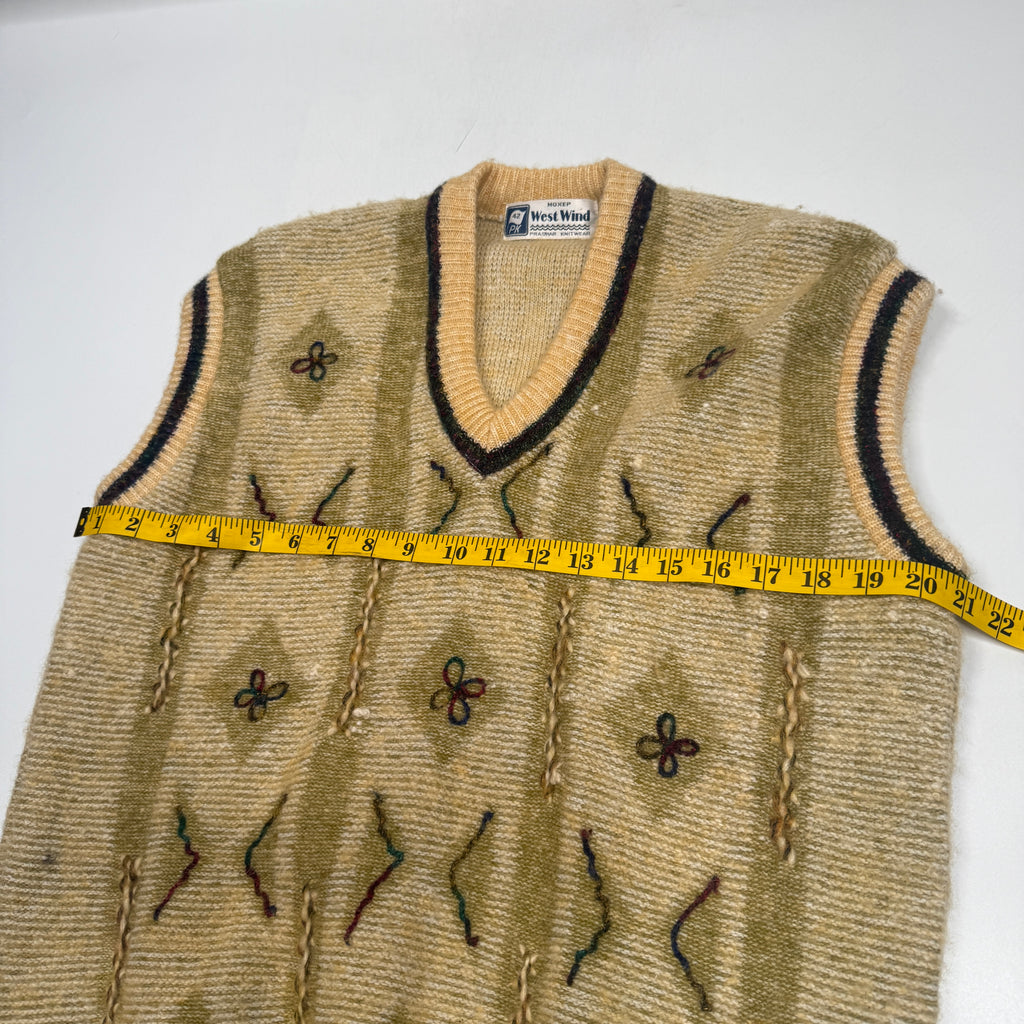 VTG West Wind Mohair Knitted Sweater Vest L Tan