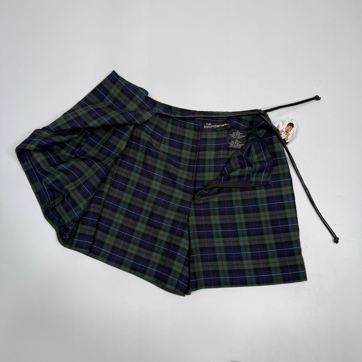 Y2K No Boundaries Green Tartan Plaid Wrap Skort 26" S