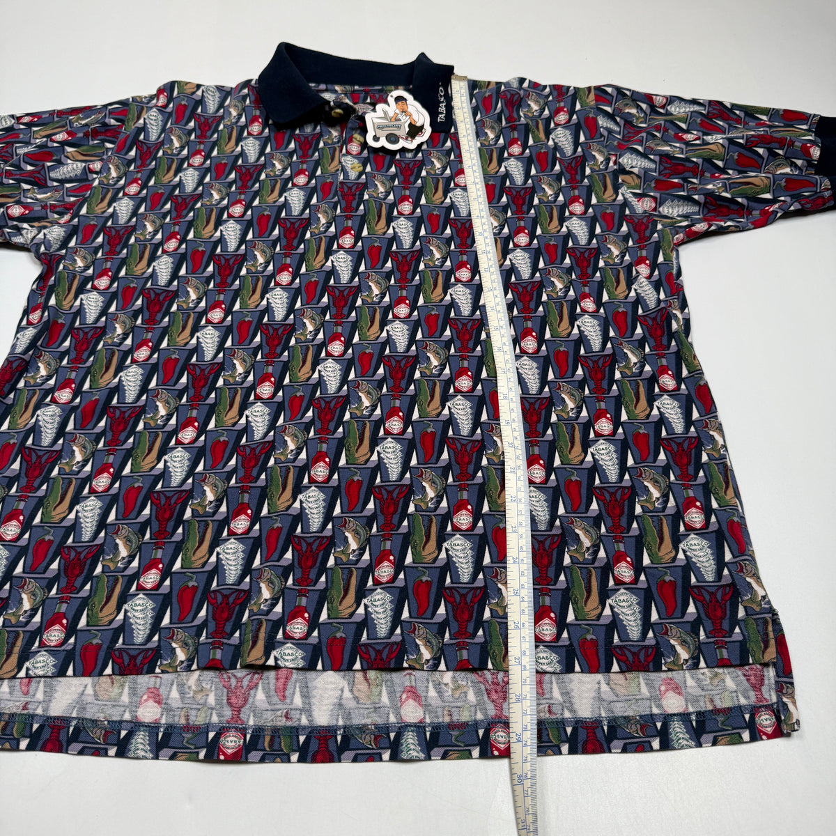 VTG Tabasco Louisiana AOP Polo Shirt XL