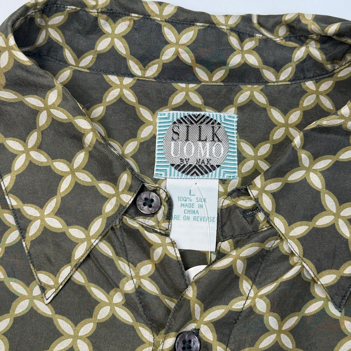 VTG Silk Uomo Floral Silk Button Up XL
