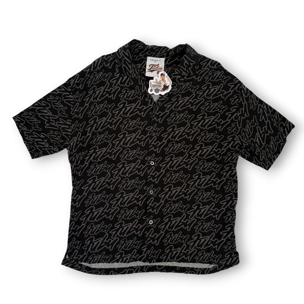 Fubi Forever 21 Script Rayon Button Up M