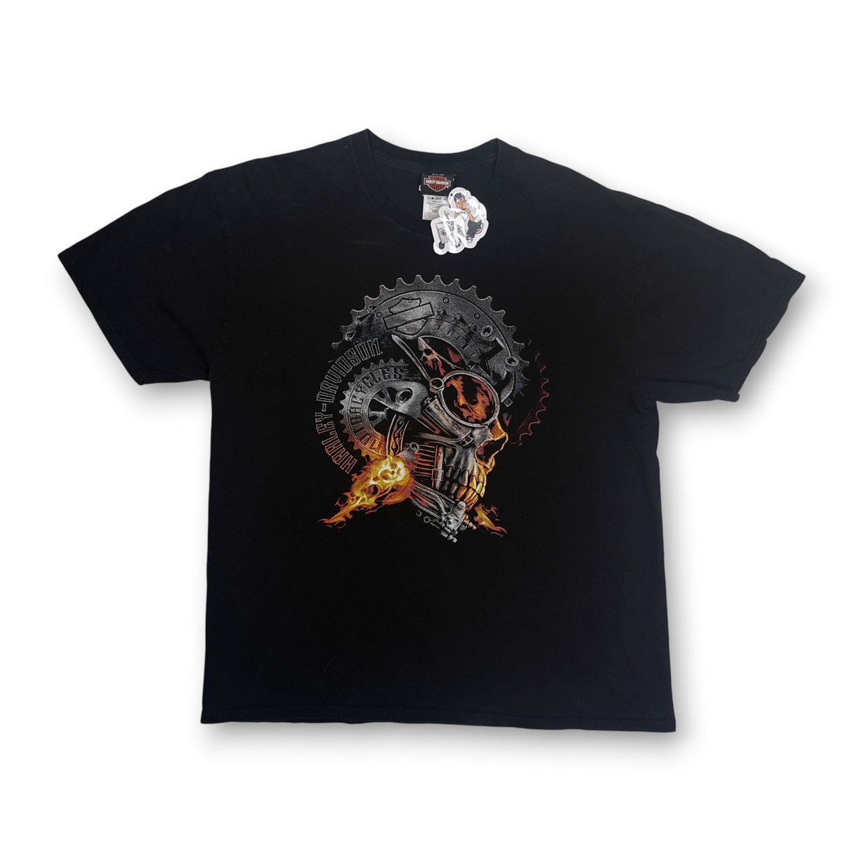2017 Harley Davidson HD Flaming Gear Skull T Shirt XL