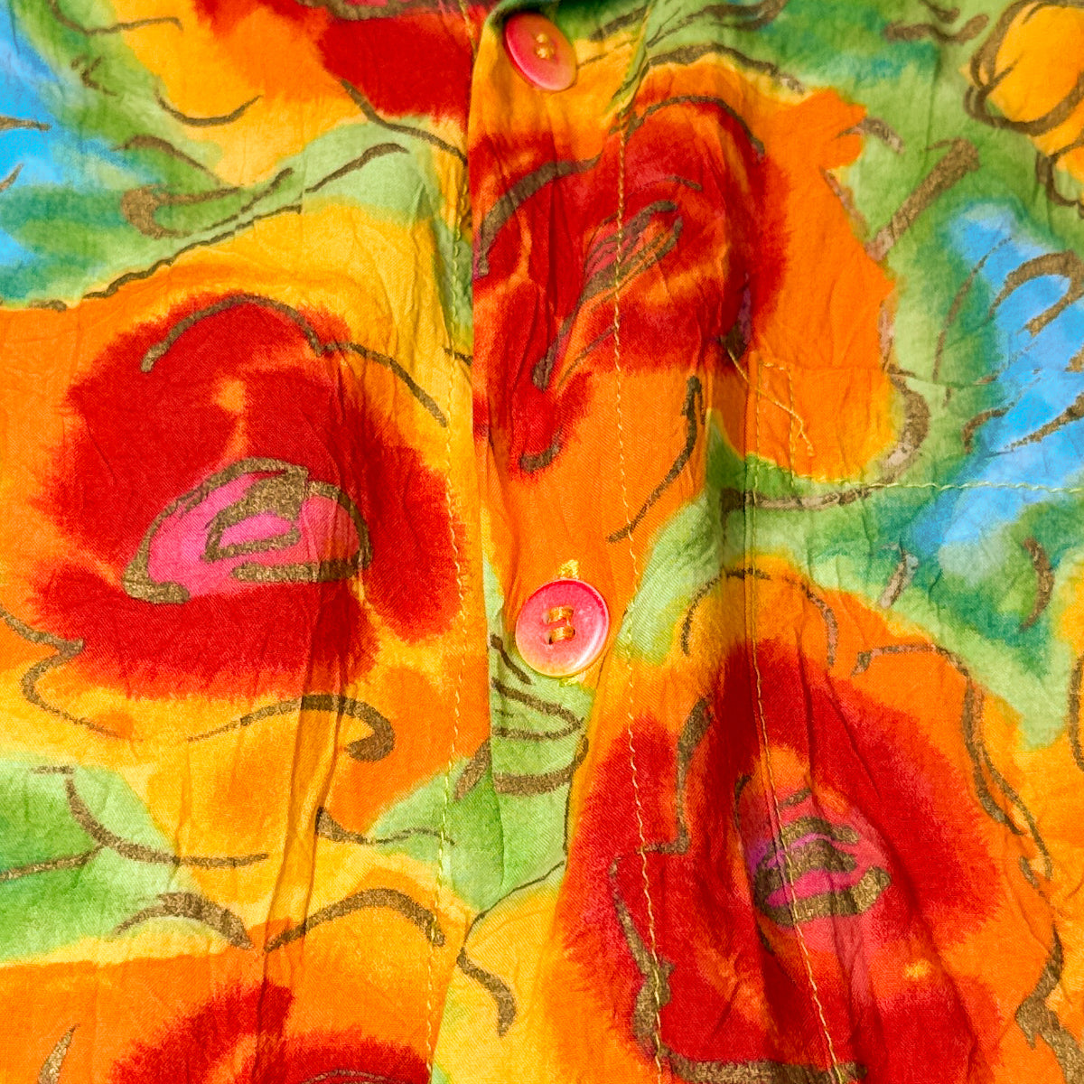VTG Jams World Floral Rose Button Up S