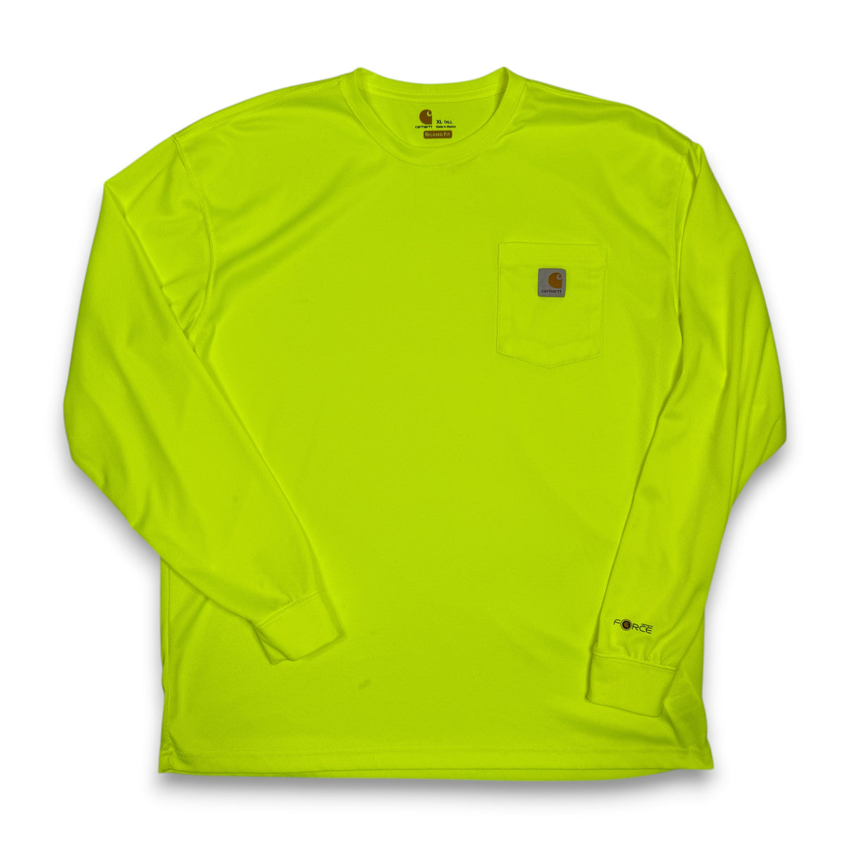 Carhartt Relaxed Fit Color Enhancement Force L/S Shirt XL TALL Lime