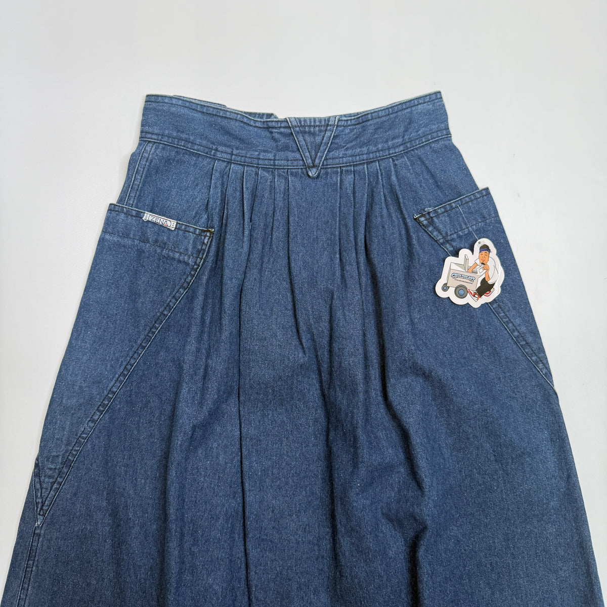 VTG Zena Pleated Denim Maxi Skirt 25" S