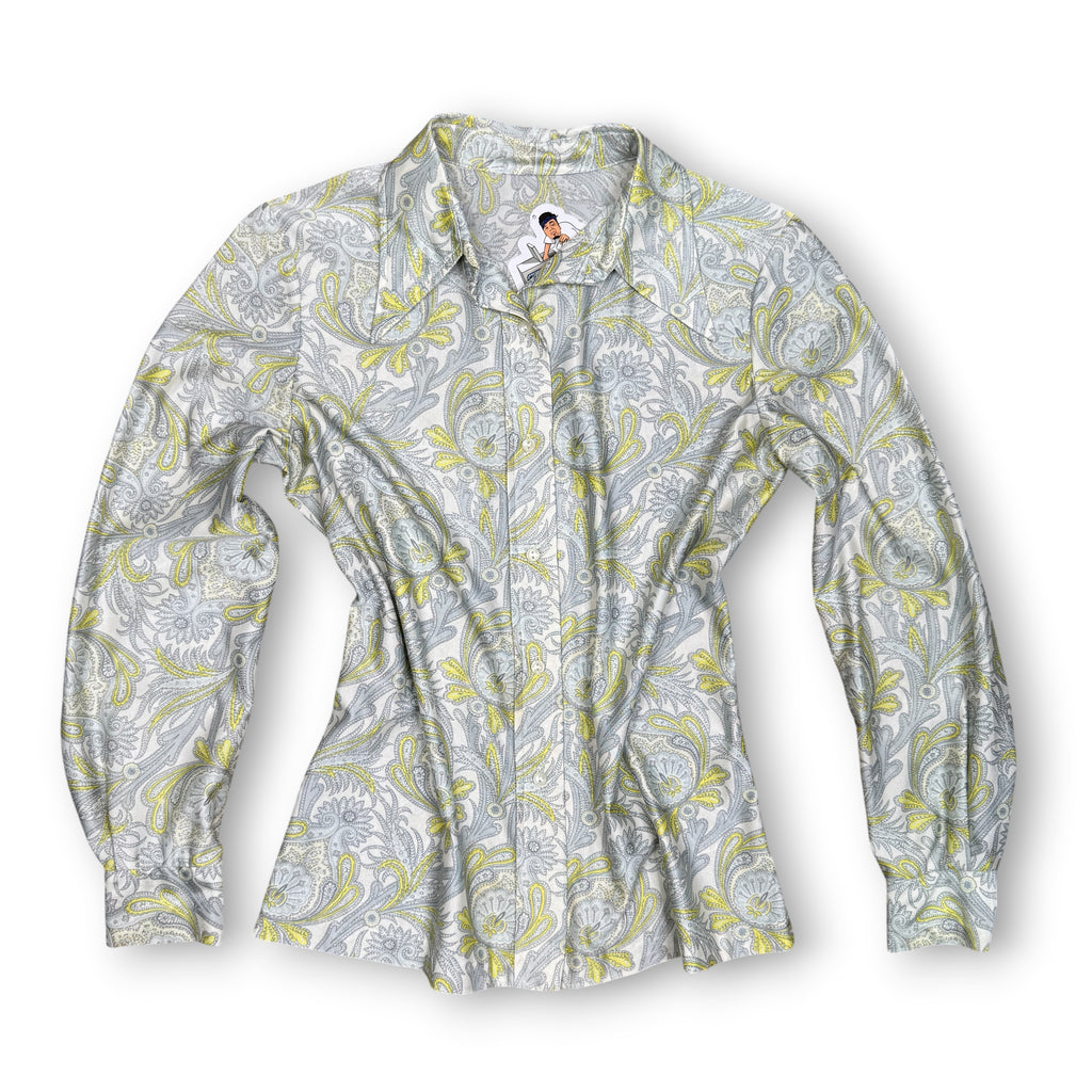 VTG Paisley Dagger Collar L/S Button Up Blouse M