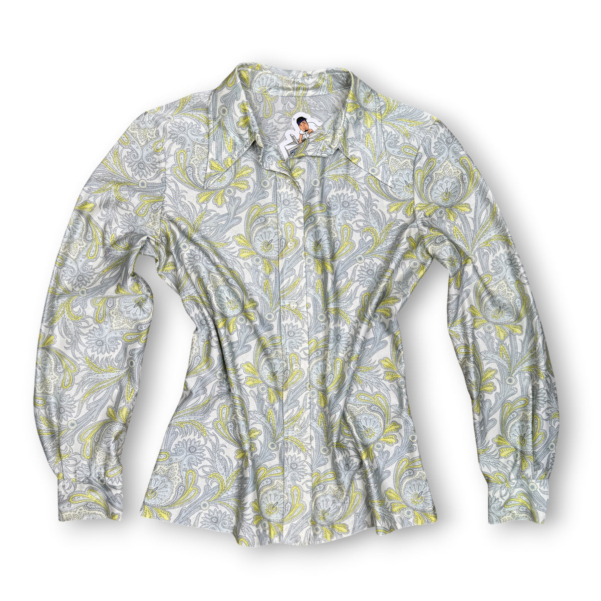 VTG Paisley Dagger Collar L/S Button Up Blouse M