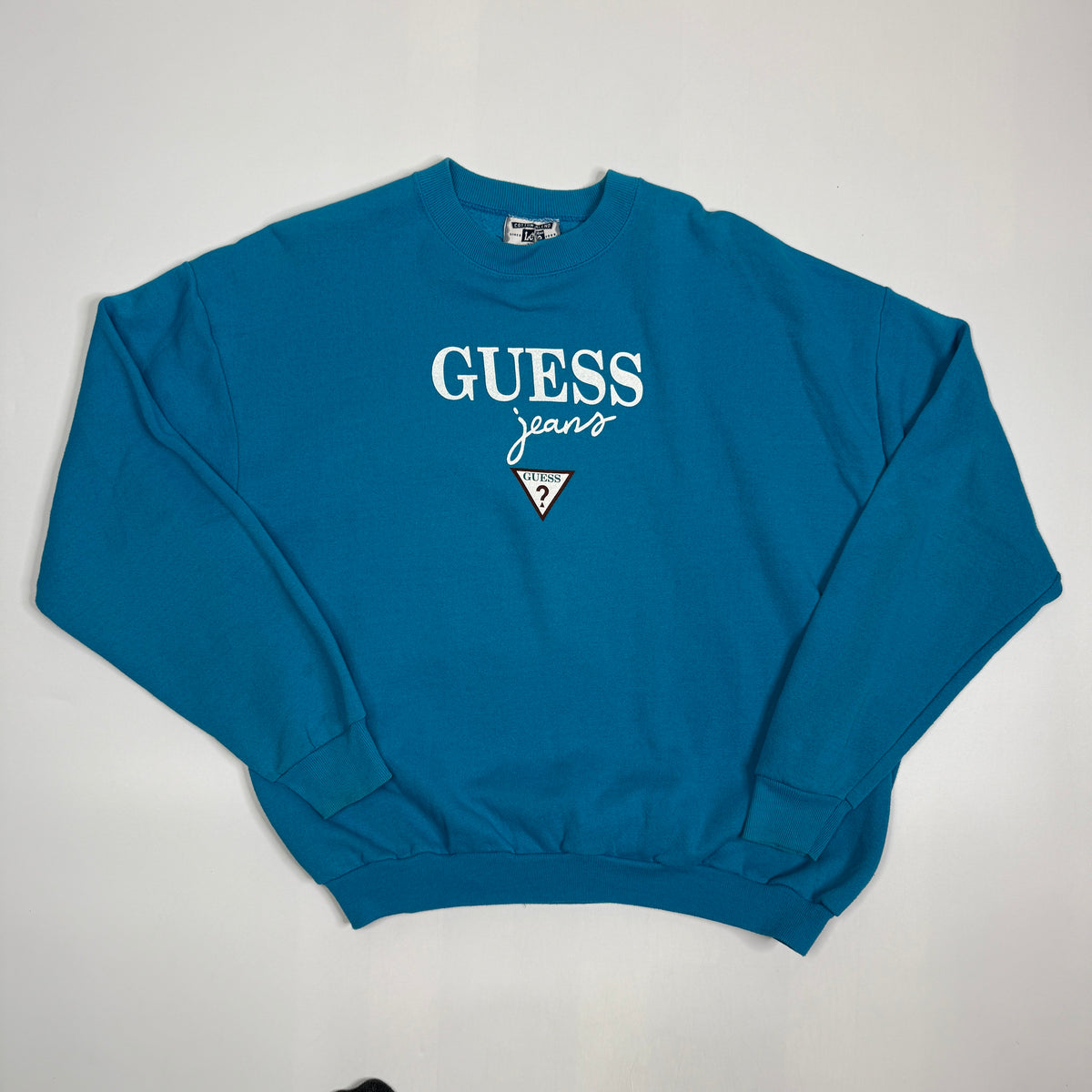 VTG Guess Jeans Spell Out Sweatshirt L/M Blue