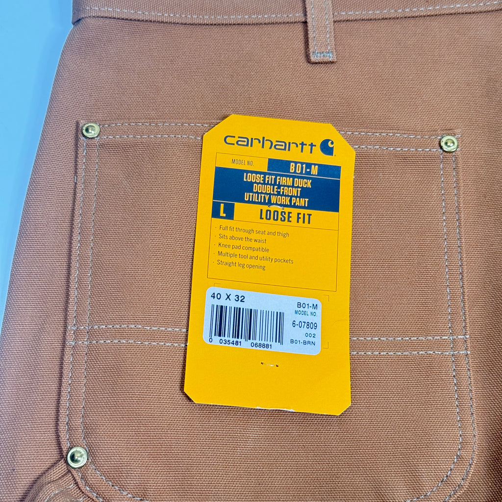 NWT Carhartt Iconic B01 Firm Duck Double Front Loose Fit Work Pants 40" Brown