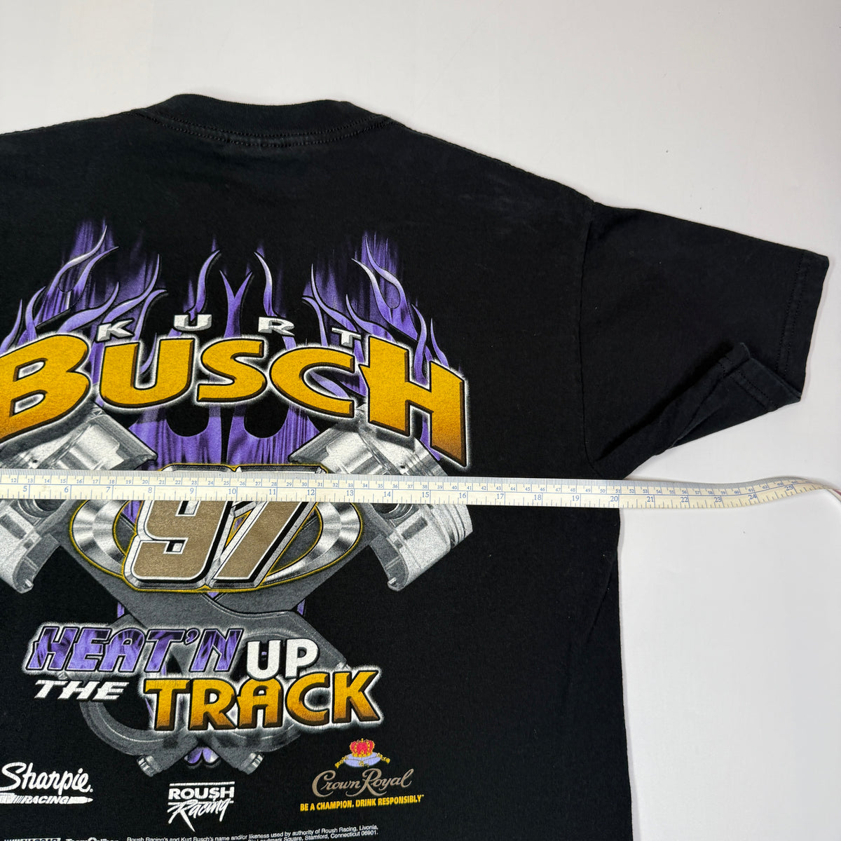 Y2K Kurt Busch Rookie Heat N Up Nascar T Shirt M Black