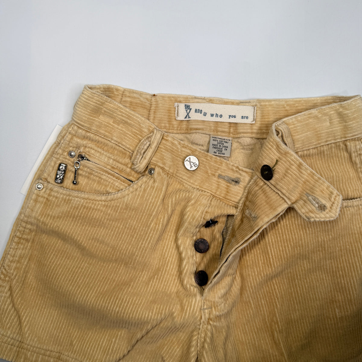 Y2K Corduroy Shorts 26" S Yellow