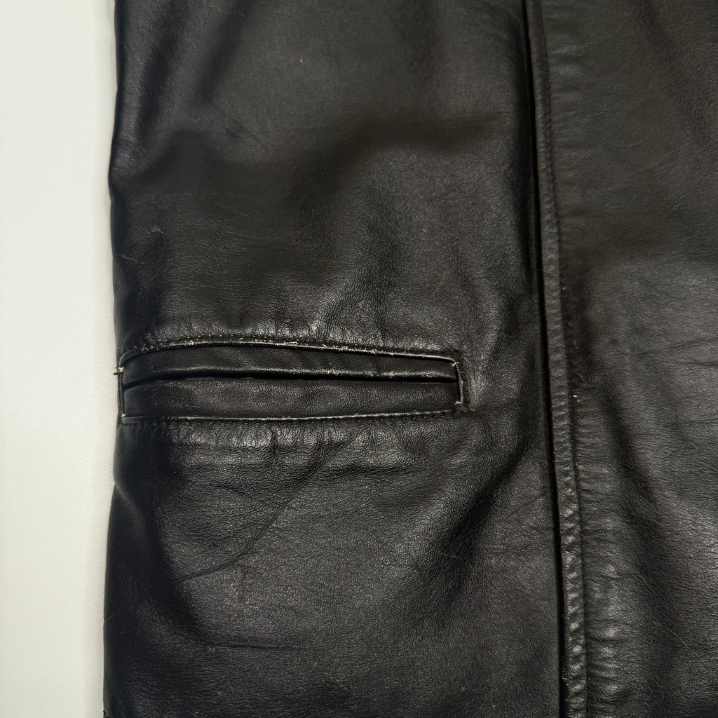 VTG Branded Garments Camel Leather Vest L Black
