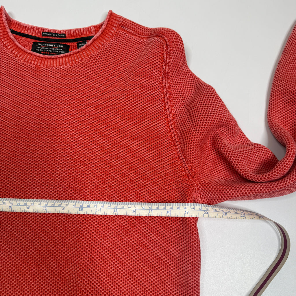 Super Dry Overdyed Knit Pullover Sweatshirt XL Red