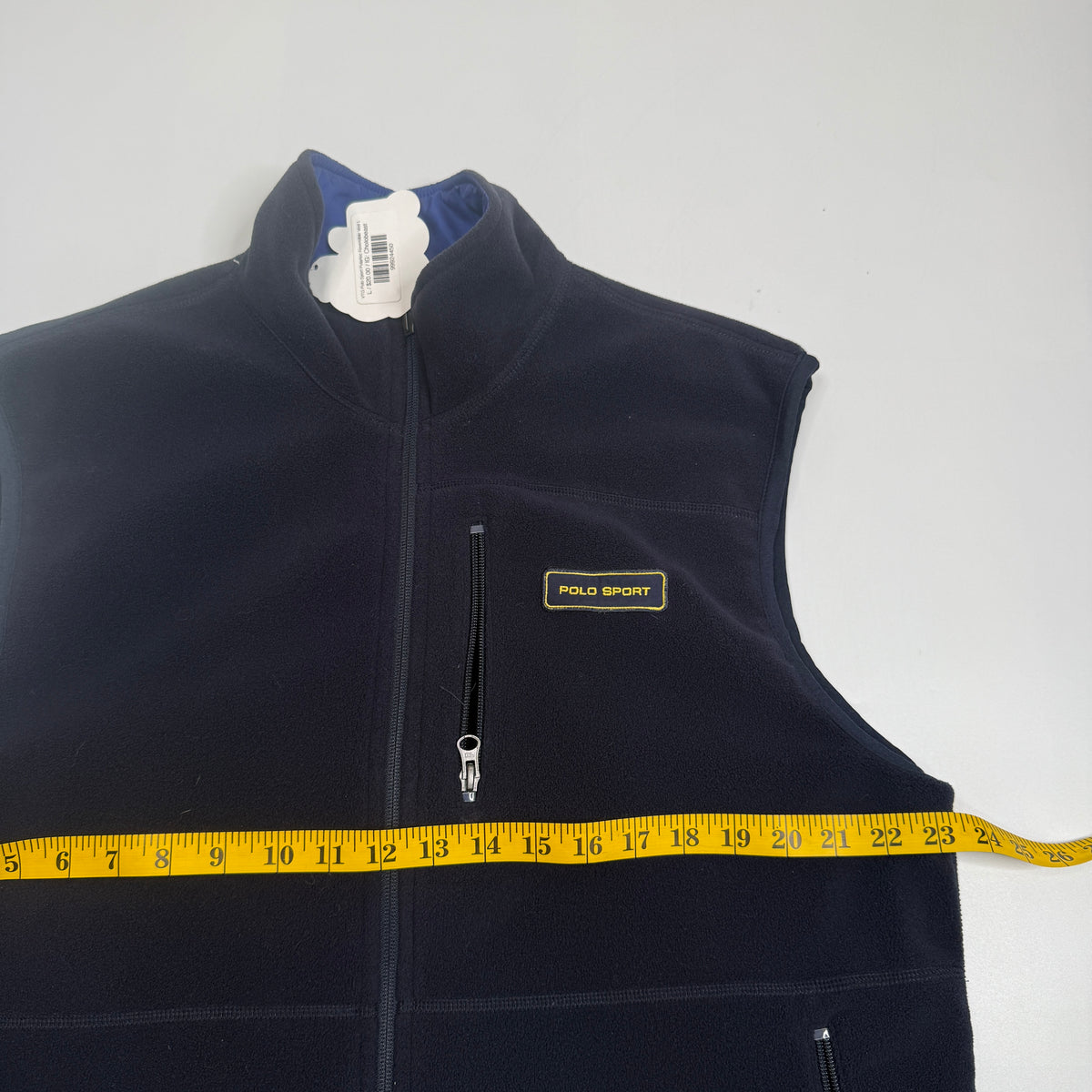 VTG Polo Sport Polartec Fleece Reversible Vest L Blue