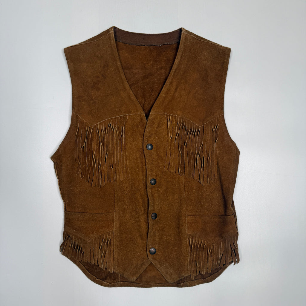 VTG Pioneer Wear Western Fringe Leather Vest