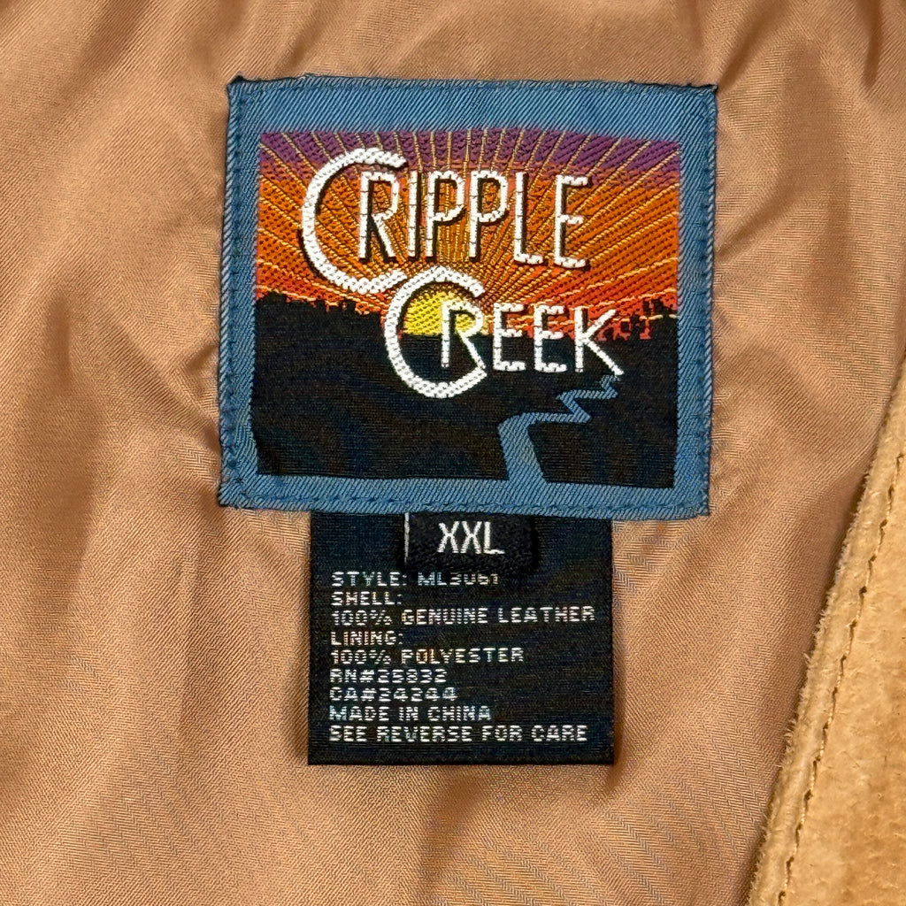 VTG Cripple Creek Suede Leather Vest S XL Brown