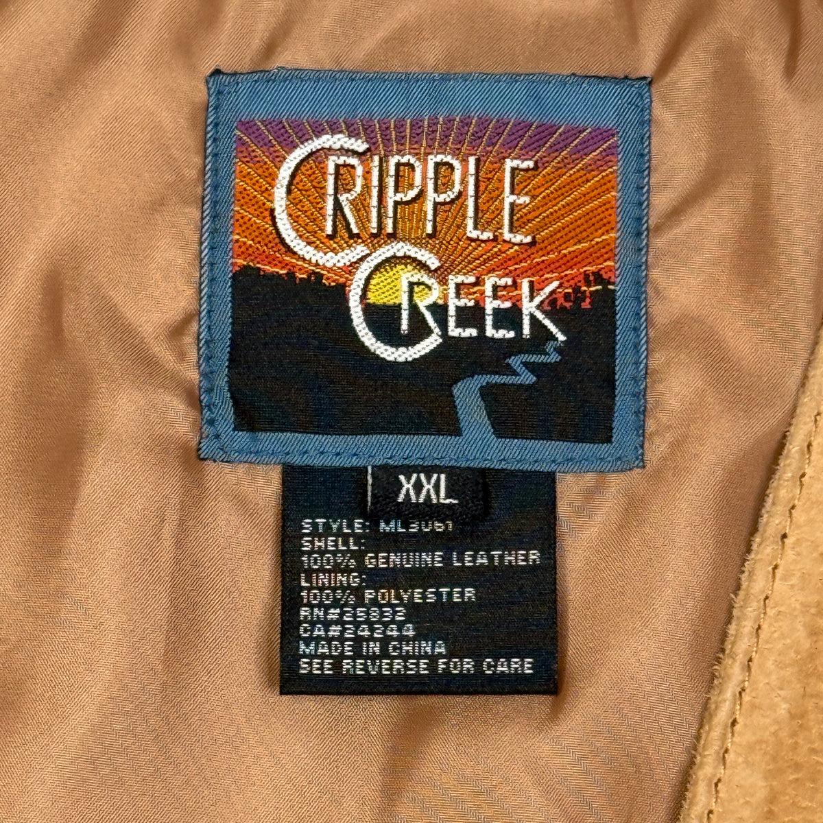 VTG Cripple Creek Suede Leather Vest S XL Brown