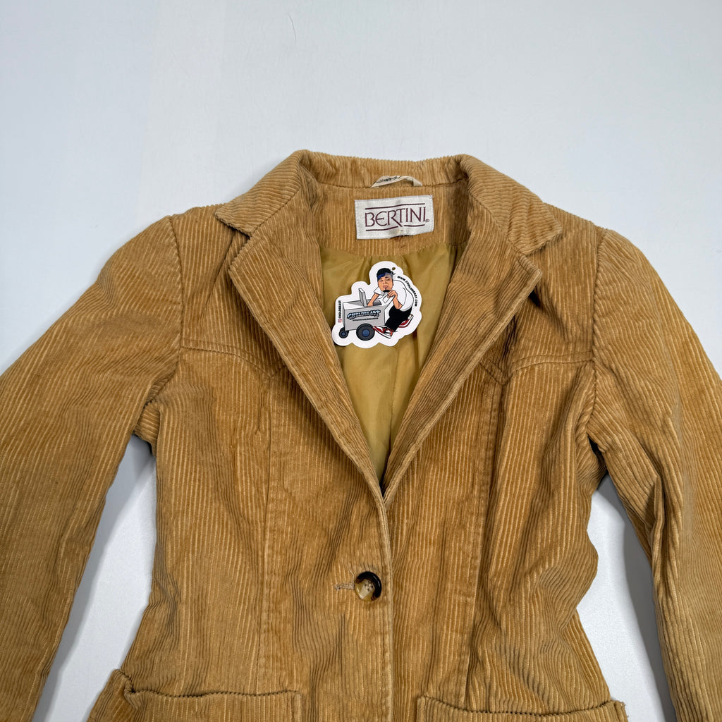 Y2K Bertini Blazer Fitted Corduroy Patch Pocket S Camel