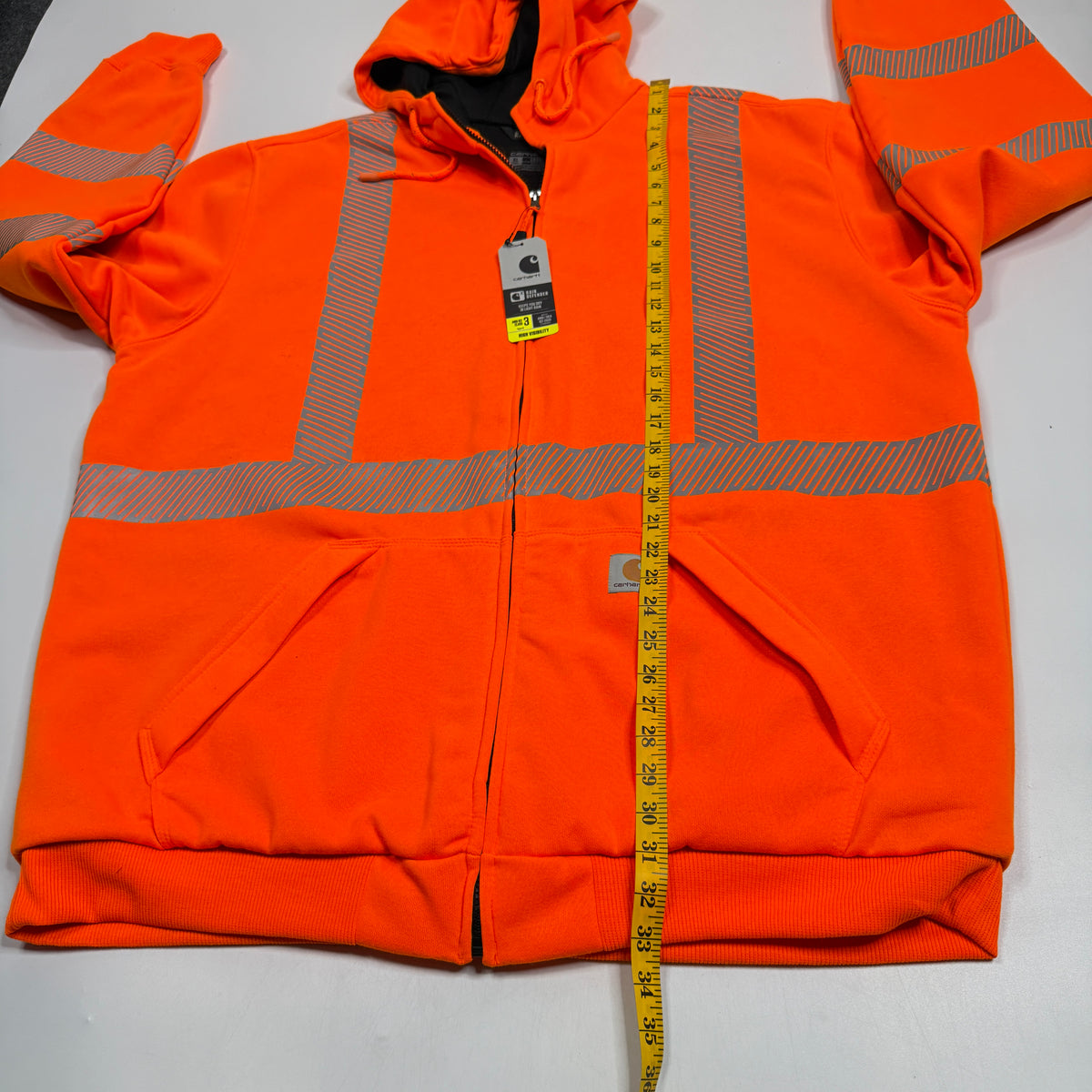 Carhartt 3M High Visibility Loose Fit Class 3 Zip Up Hoodie XL Orange