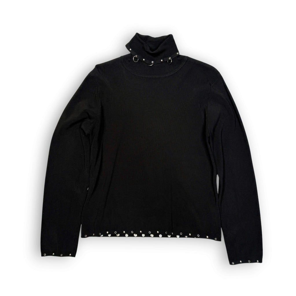 Y2K Carina Grunge Studded L/S Top L Black