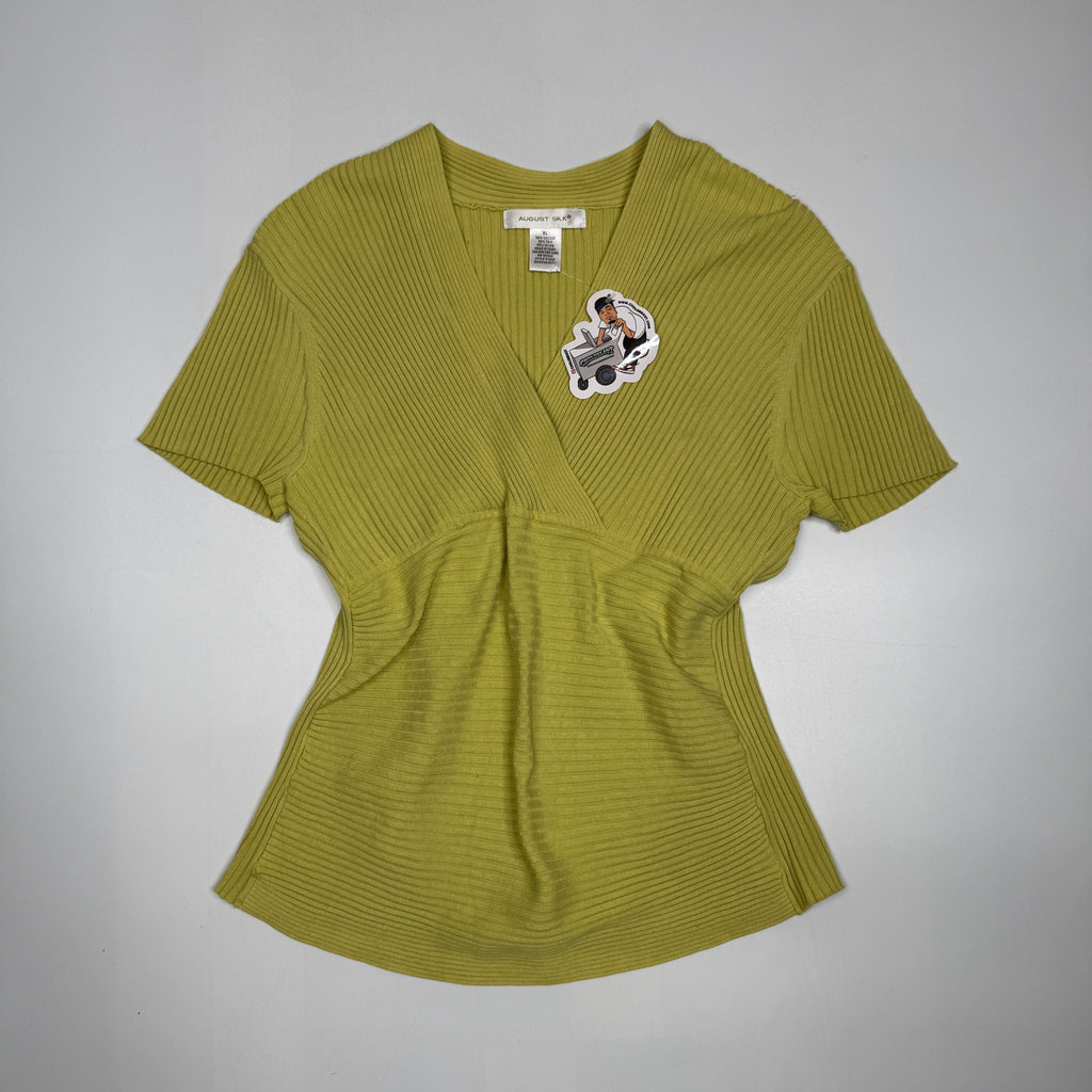 Y2K Worthington Ribbed Short Sleeve Viscose Top XL/L