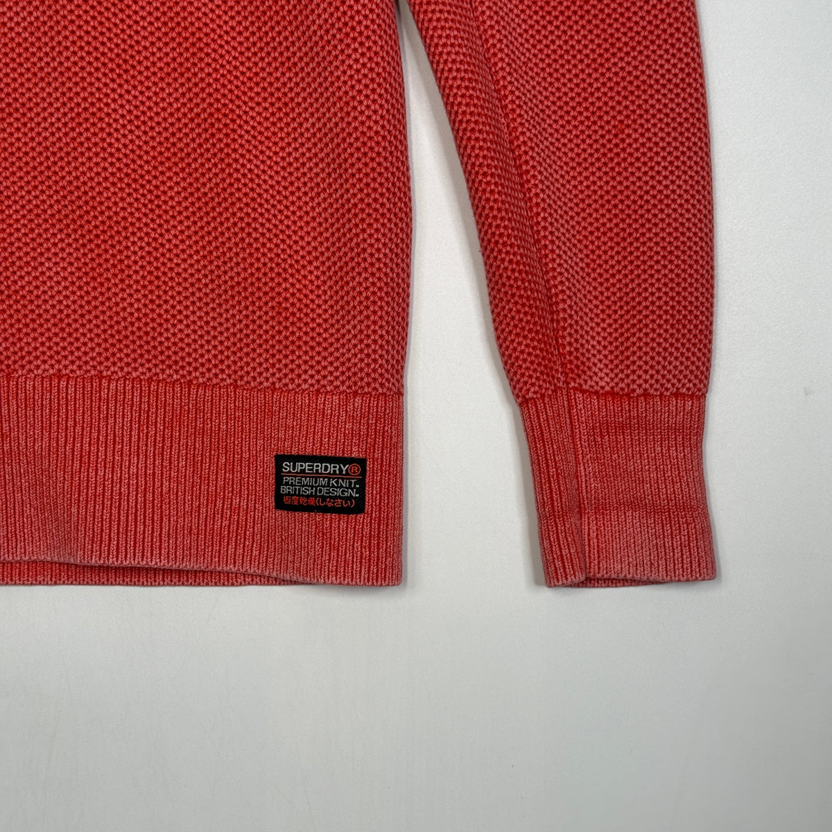 Super Dry Overdyed Knit Pullover Sweatshirt XL Red