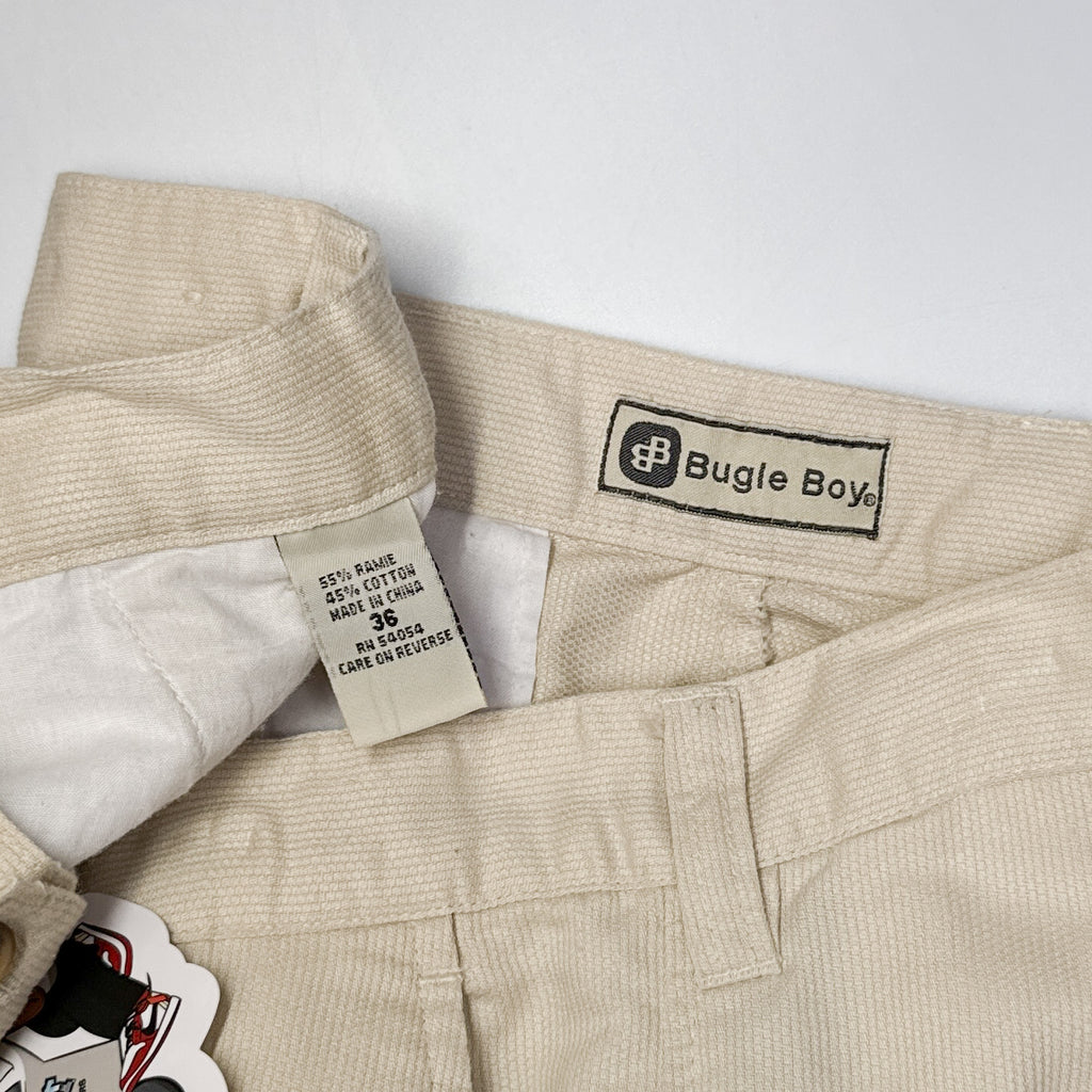 VTG Bugle Boy Corduroy Cream Cargo Shorts 35