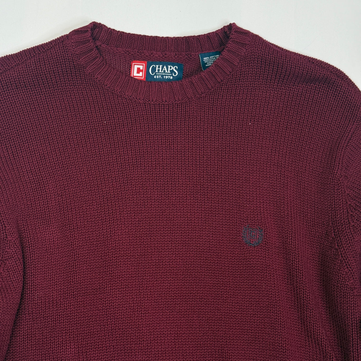 VTG Chaps Knitted Sweatshirt M Burgundy