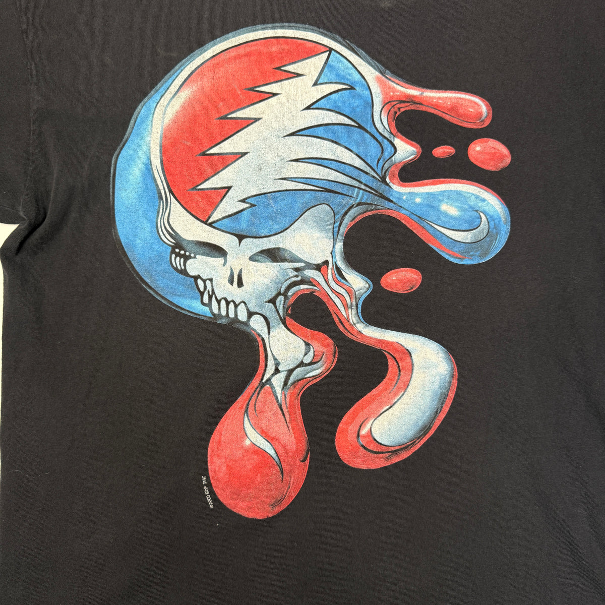 Y2K Liquid Blue Grateful Dead Melt Your Face T Shirt XL Black