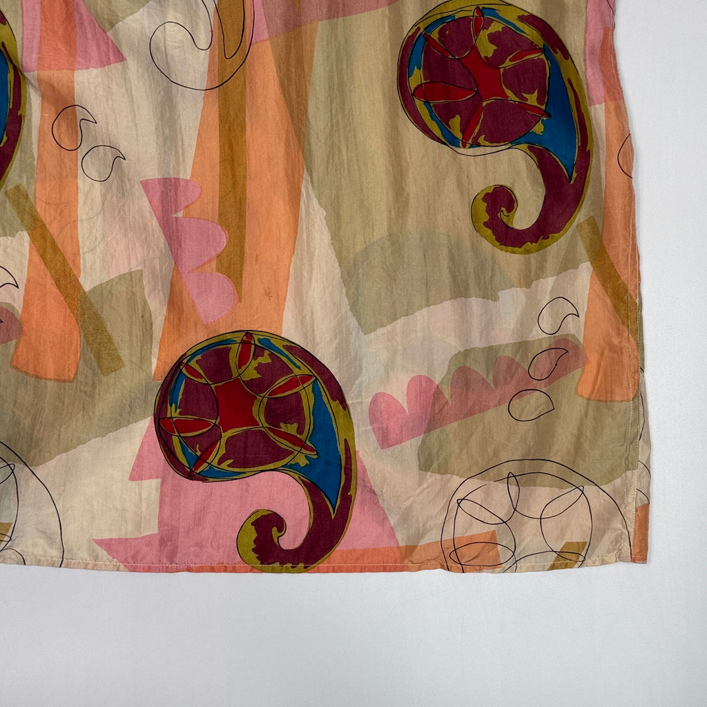 Silks Geometric Silk Button Up L