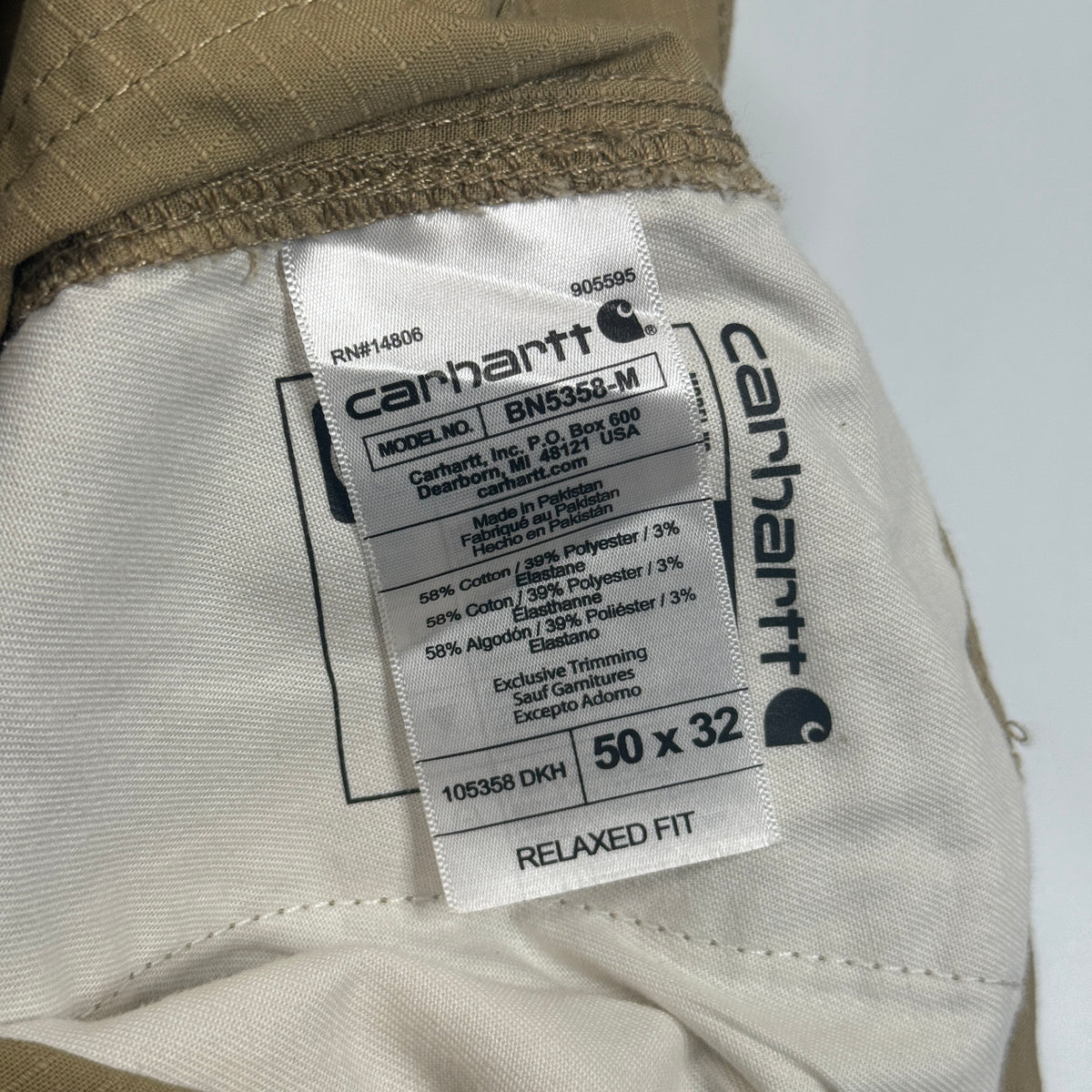 Carhartt Relaxed Straight Force Ripstop Pant 50" Dark Khaki
