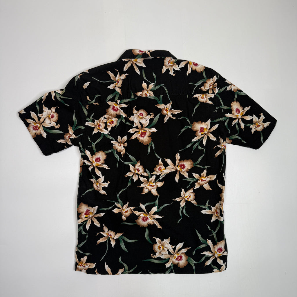 VTG Paradise Found Cattleya Orchid Hawaiian Button Up M
