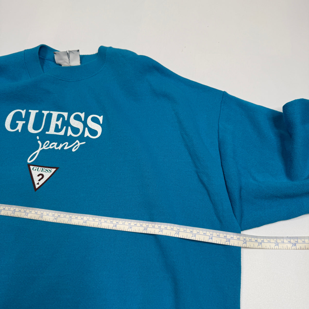 VTG Guess Jeans Spell Out Sweatshirt L/M Blue