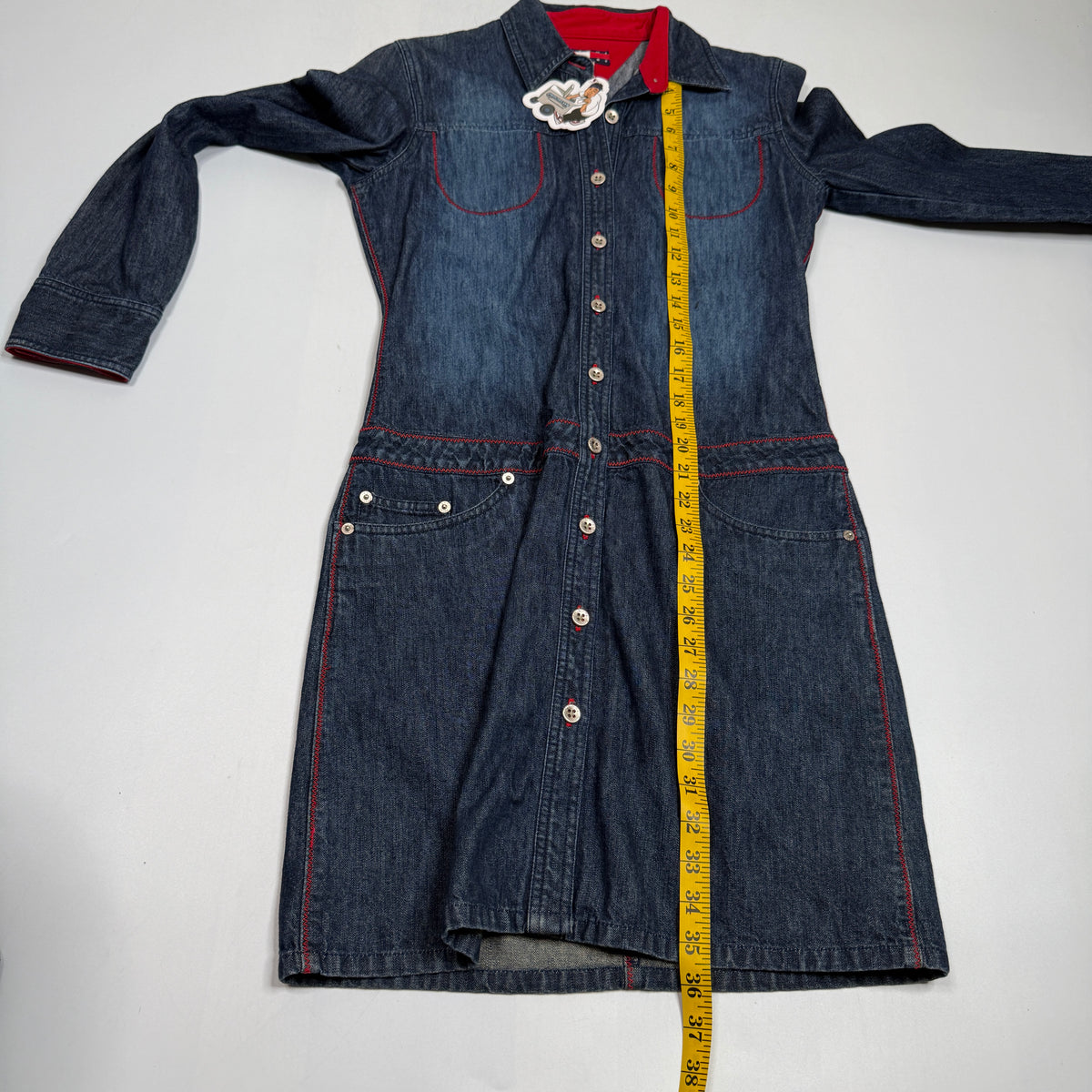 Y2K Tommy Hilfiger Denim Shirt Dress M Blue