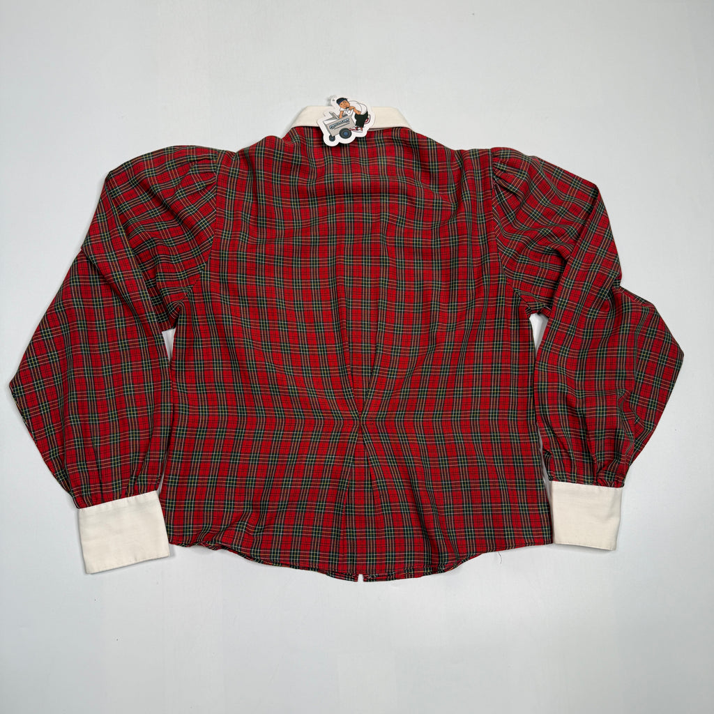 VTG Foxmoor Blouse Tartan Plaid Peter Pan Collar Puff Sleeve Blouse S