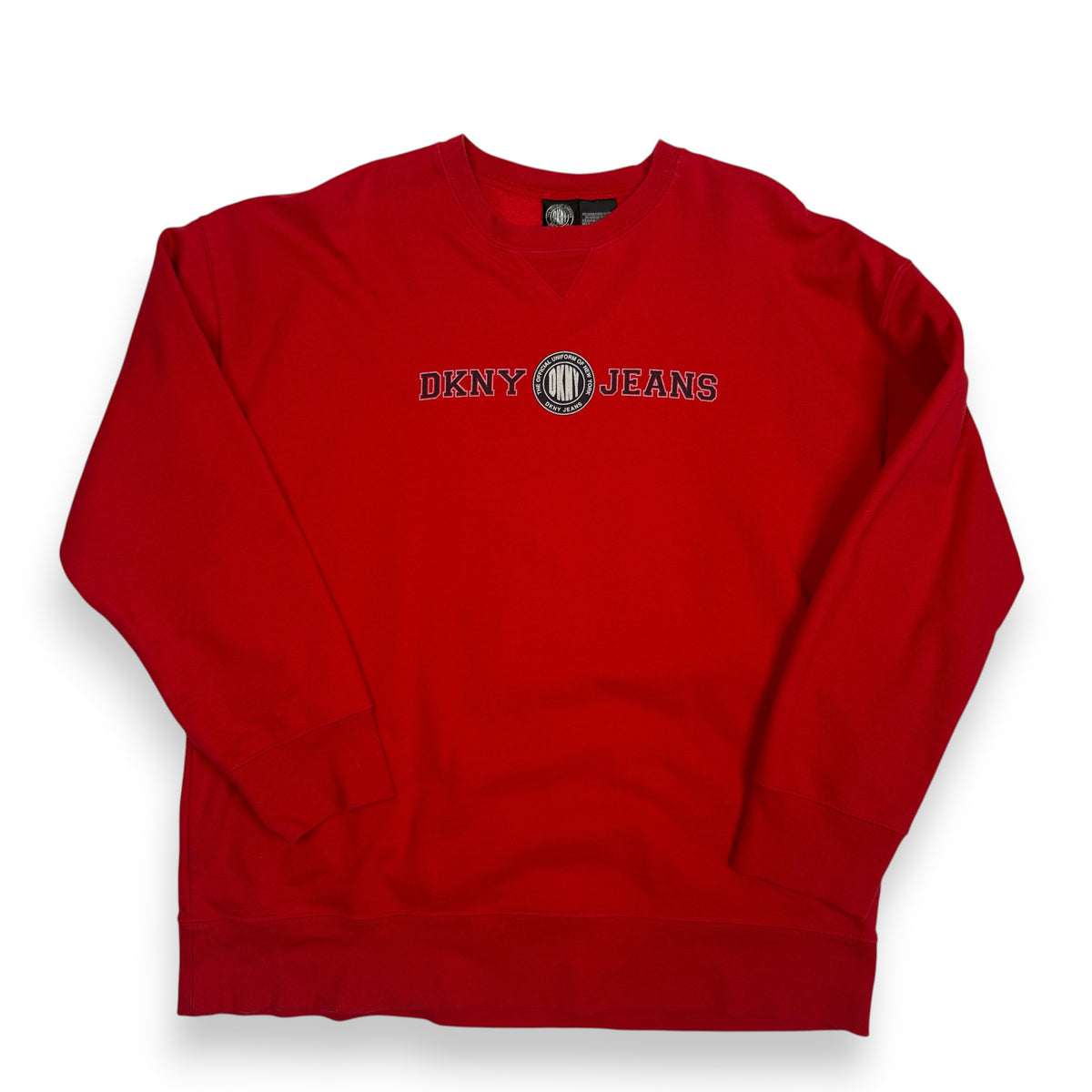 Y2K DKNY Jeans Spell Out Sweatshirt L Red